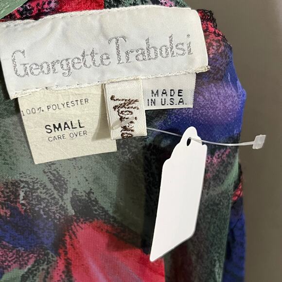 Vintage Georgette Trabolsi Floral Pink Purple Sheer Robe Sz-Small/Medium - Picture 10 of 11
